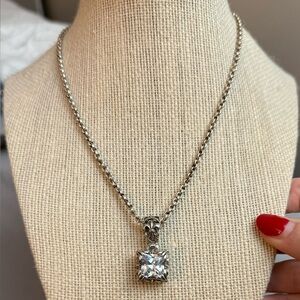 Silpada Uptown Pendant Fleur De Lis CZ Sterling Silver 925 Chain Necklace